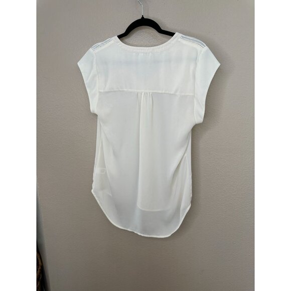 Daniel Rainn Womens Off-White Blouse Medium‎ short sleeve polyester v-neck - Picture 6 of 7